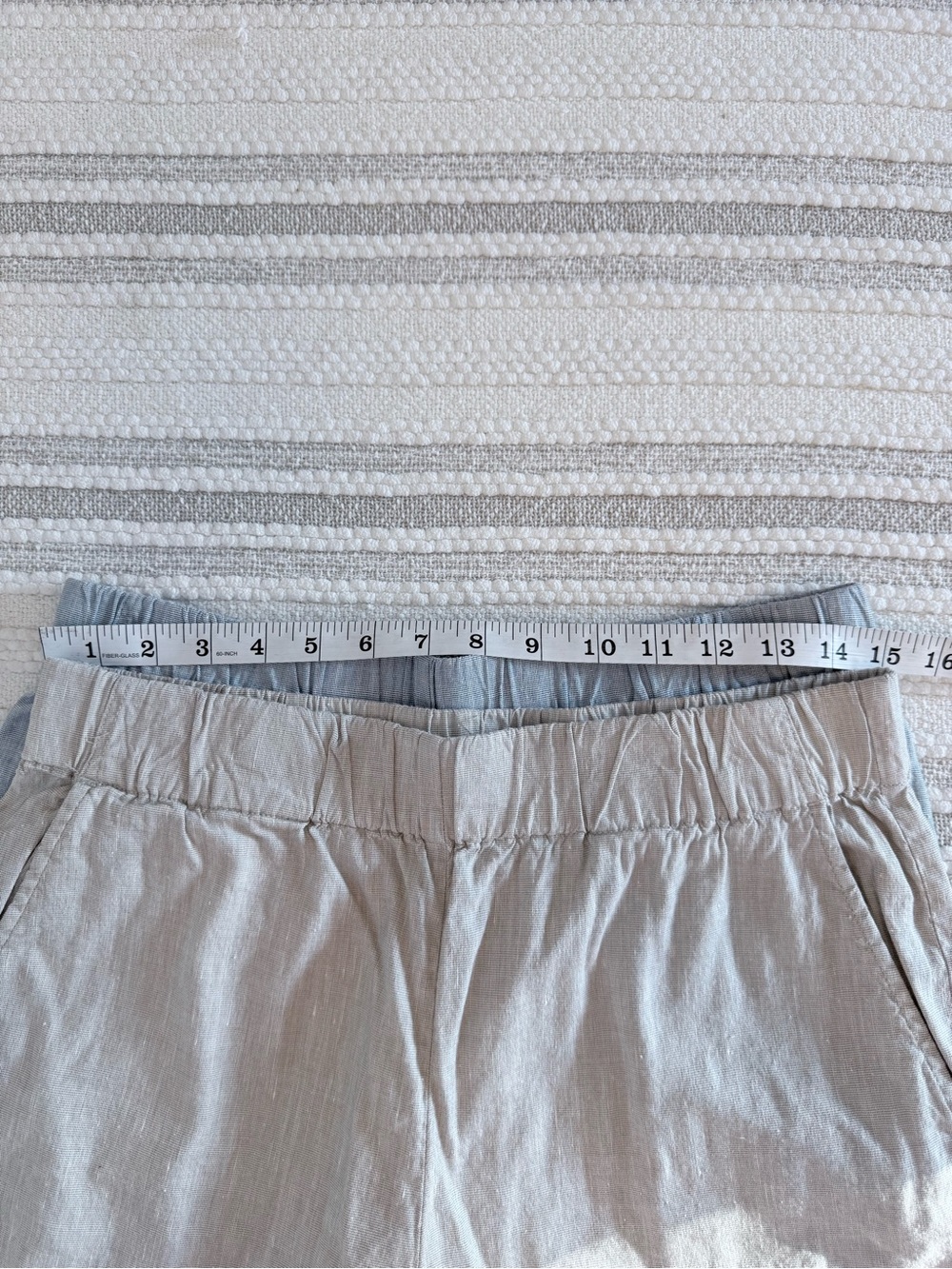 Lou & Grey Linen Blend Pull-On Cropped Pants Bundle Elastic Waist Blue Beige M - Picture 6 of 16